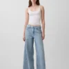 Baggy-Jeans met middelhoge taille en riemlus