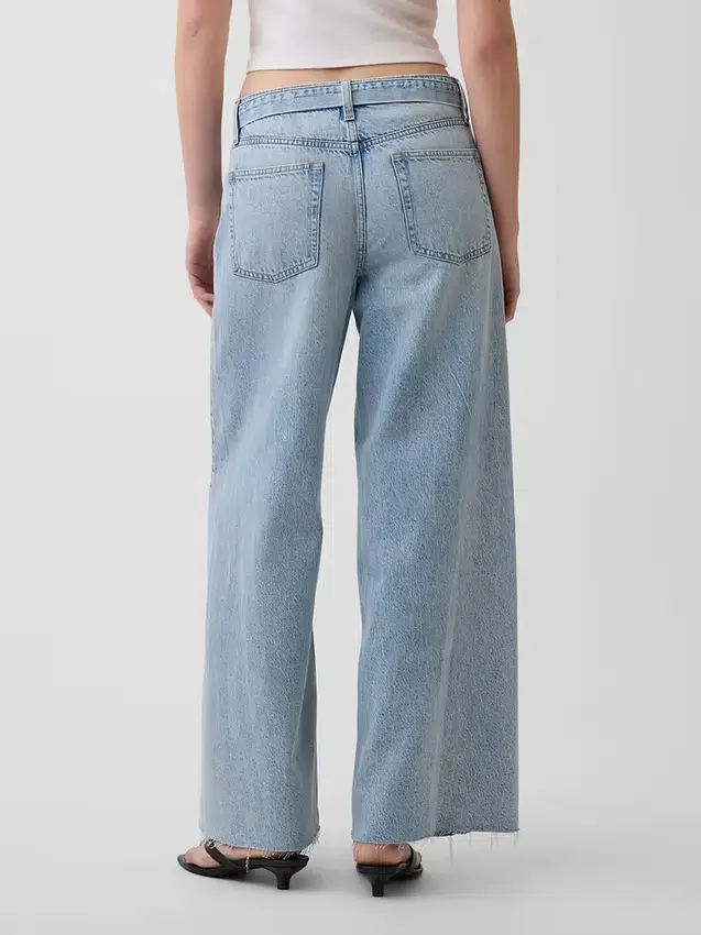 Baggy-Jeans met middelhoge taille en riemlus