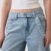 Baggy-Jeans met middelhoge taille en riemlus
