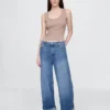 Baggy-Jeans met middelhoge taille en ultrazachte omgeslagen boorden