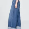 Baggy-Jeans met middelhoge taille en ultrazachte omgeslagen boorden