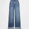 Baggy-Jeans met middelhoge taille en ultrazachte omgeslagen boorden