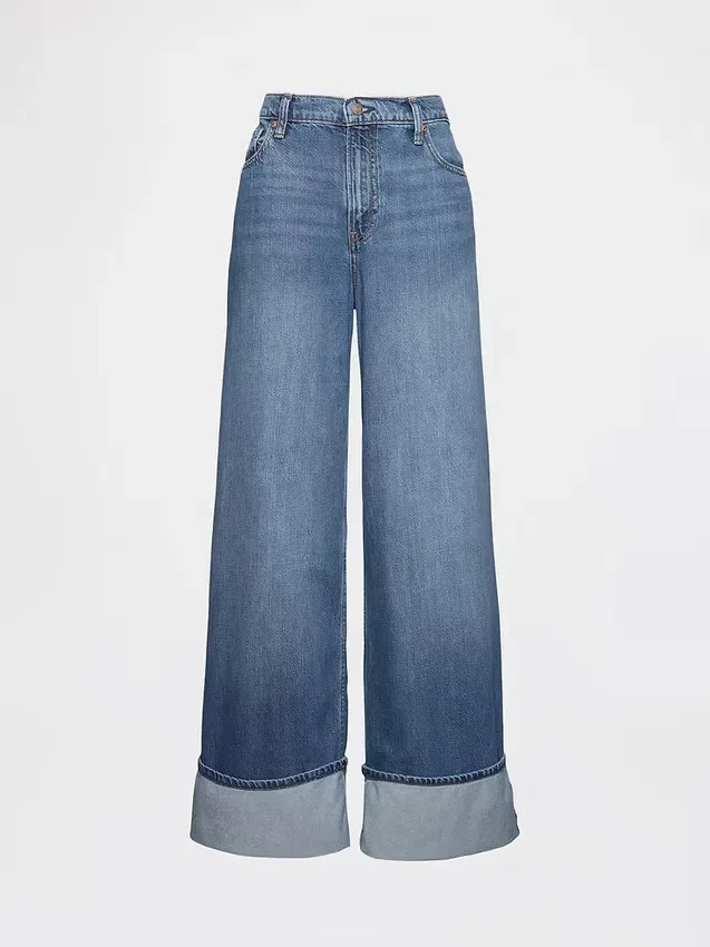 Baggy-Jeans met middelhoge taille en ultrazachte omgeslagen boorden