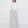 Baggy-Jeans met middenhoge taille en denimstrepen