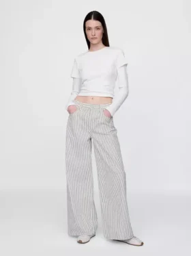 Baggy-Jeans met middenhoge taille en denimstrepen