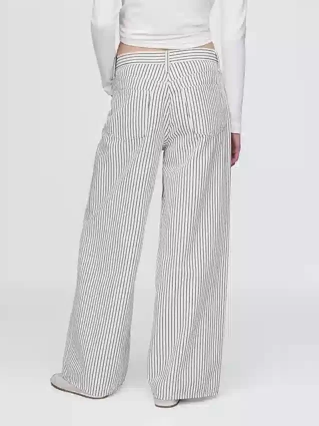 Baggy-Jeans met middenhoge taille en denimstrepen