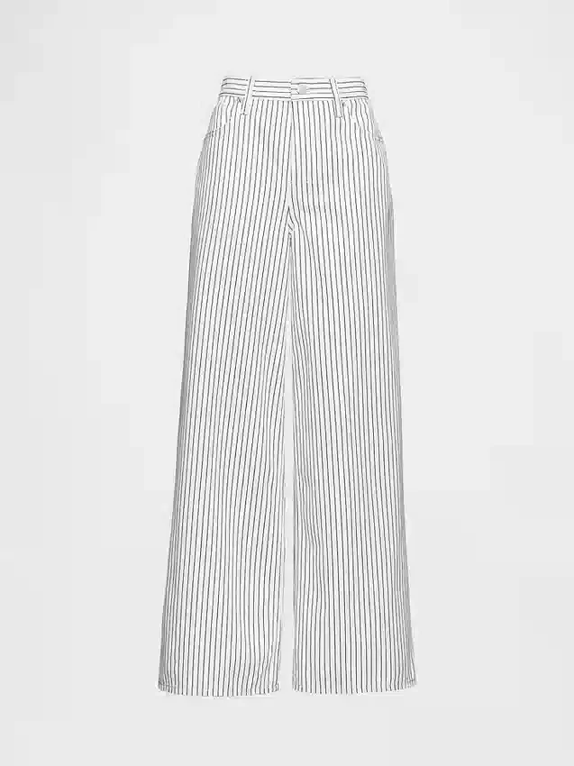 Baggy-Jeans met middenhoge taille en denimstrepen