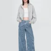 Baggy-Jeans met ultrazachte denimstrepen en middelhoge taille
