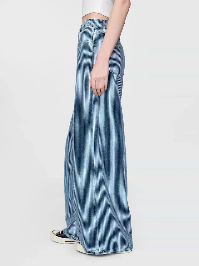Baggy-Jeans met ultrazachte denimstrepen en middelhoge taille