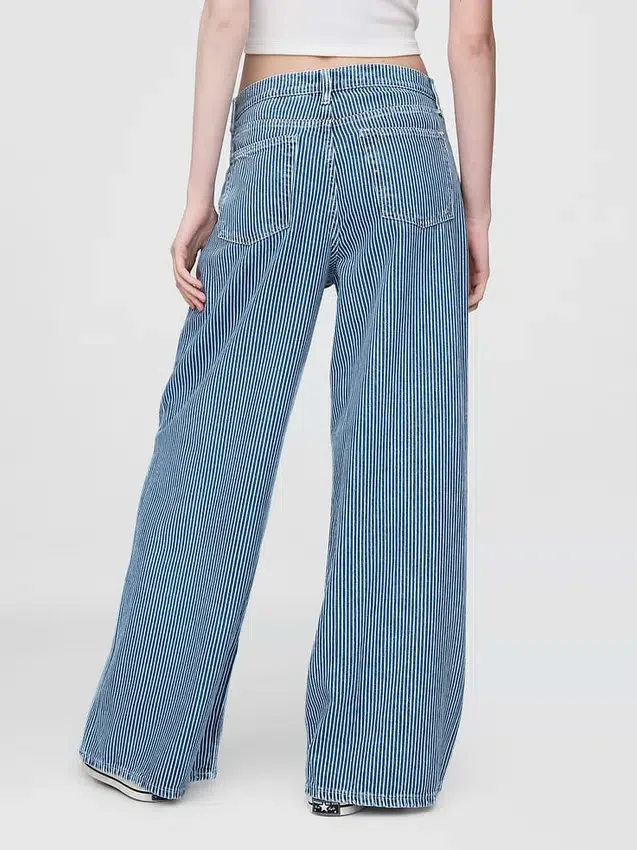 Baggy-Jeans met ultrazachte denimstrepen en middelhoge taille