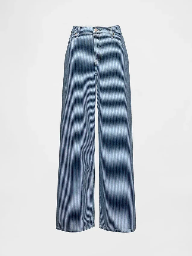 Baggy-Jeans met ultrazachte denimstrepen en middelhoge taille