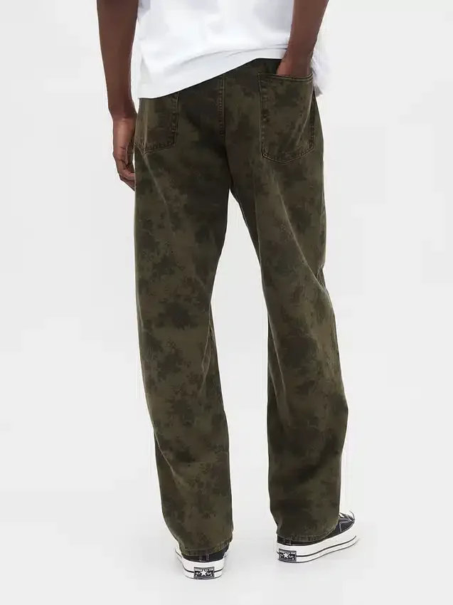 Baggy jeans van canvas met bloemenprint