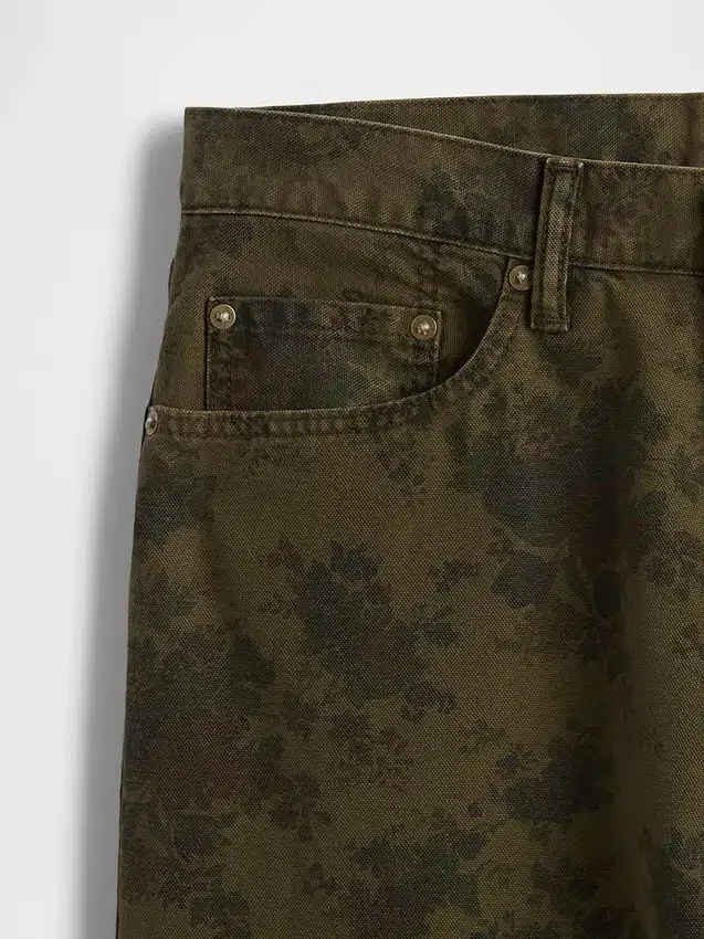 Baggy jeans van canvas met bloemenprint