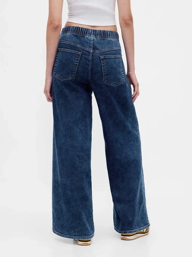 Baggy jeans van gebreide denim met middelhoge taille
