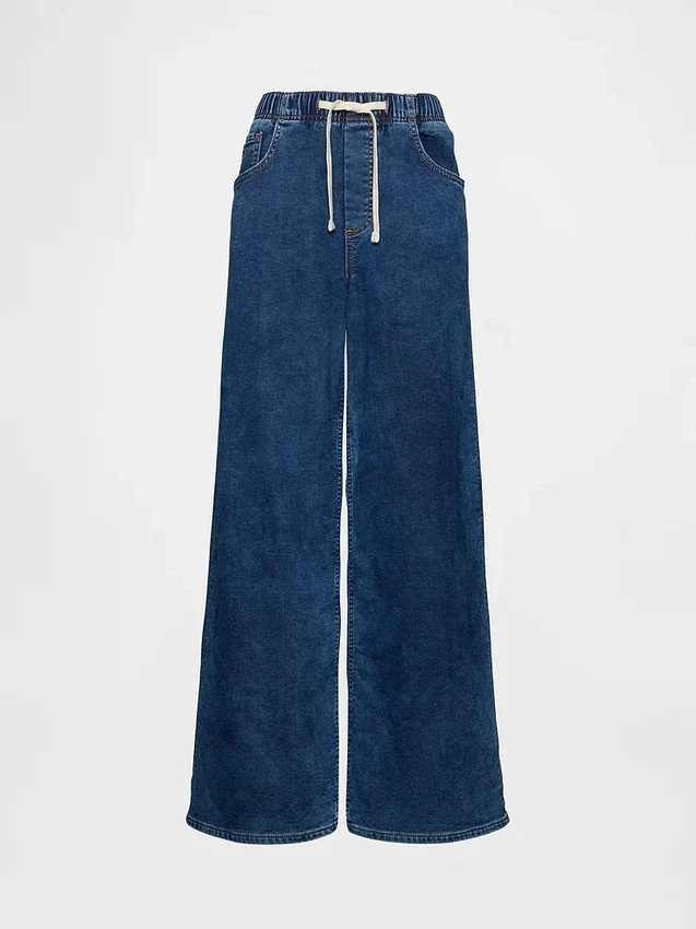 Baggy jeans van gebreide denim met middelhoge taille