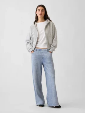 Baggy joggingbroek met print in Jeanslook