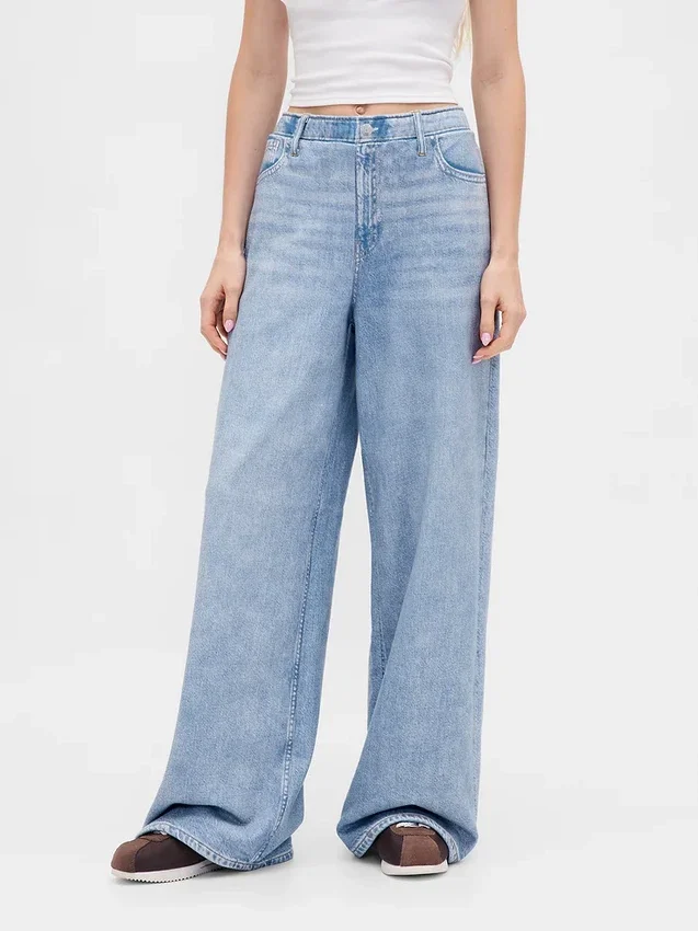 Baggy joggingbroek met print in Jeanslook