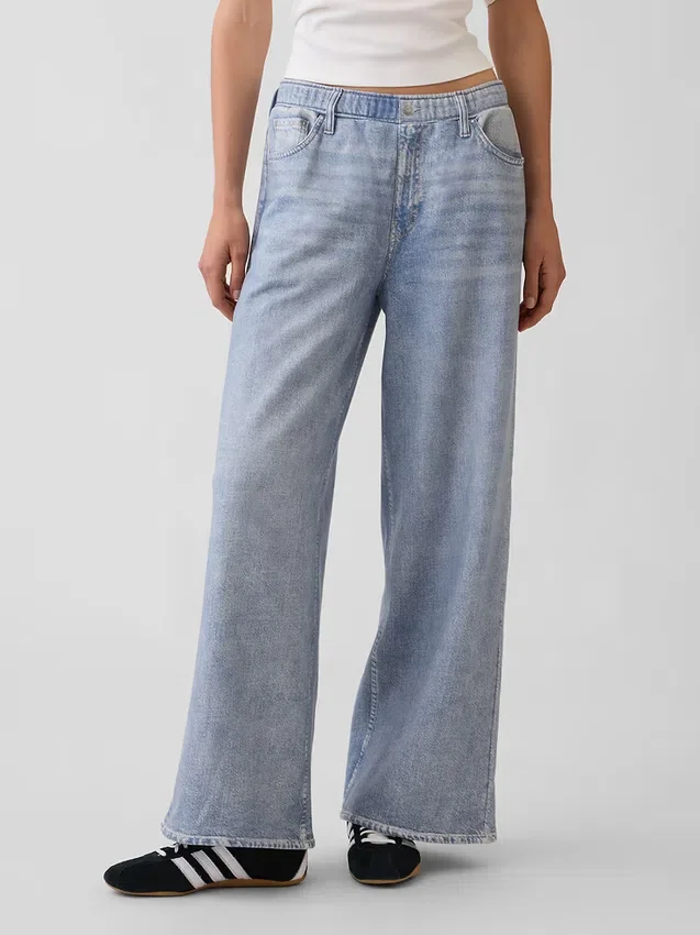 Baggy joggingbroek met print in Jeanslook