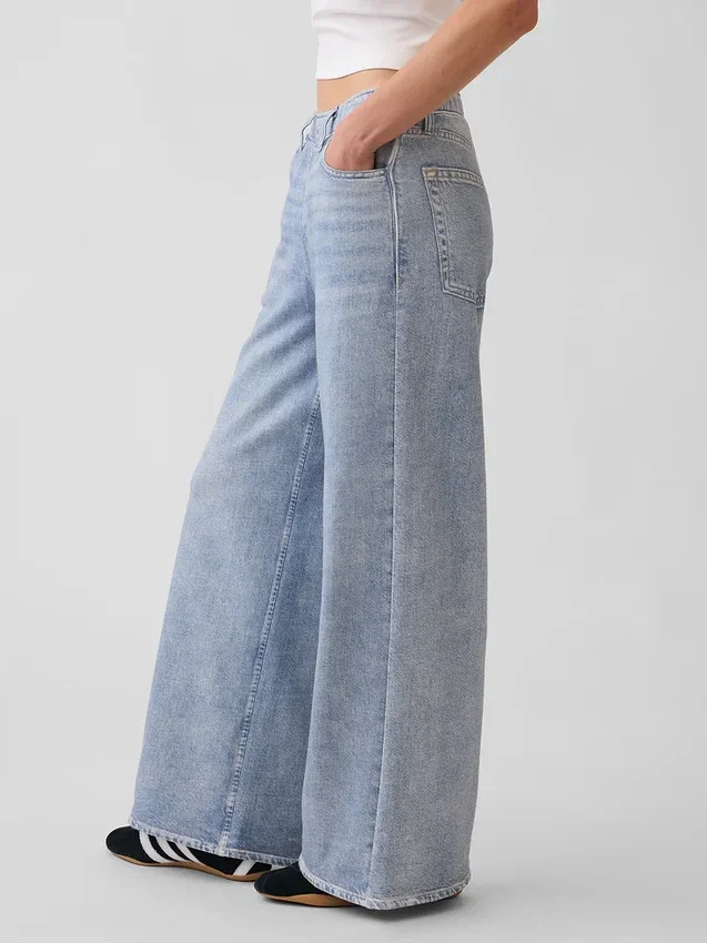 Baggy joggingbroek met print in Jeanslook