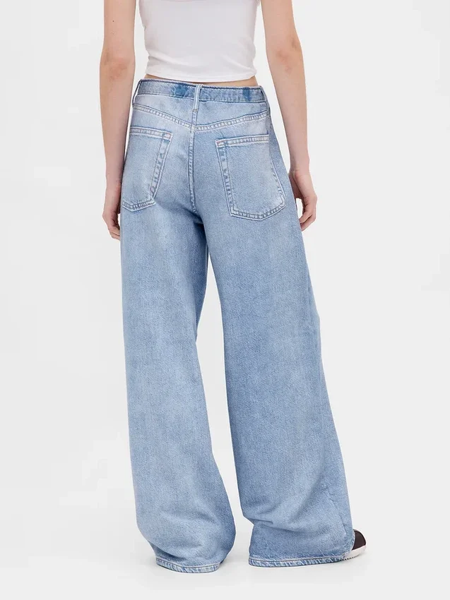 Baggy joggingbroek met print in Jeanslook