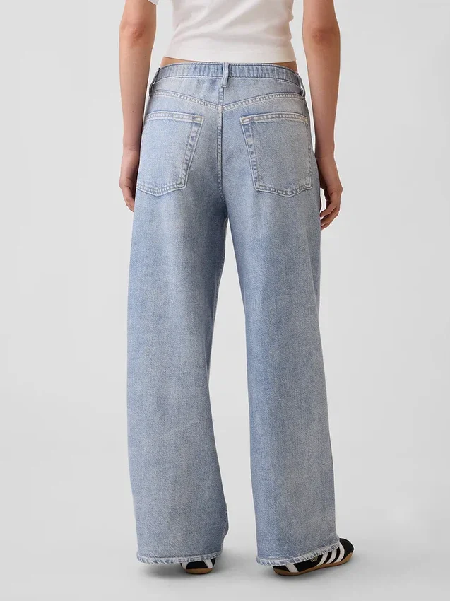 Baggy joggingbroek met print in Jeanslook