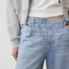Baggy joggingbroek met print in Jeanslook