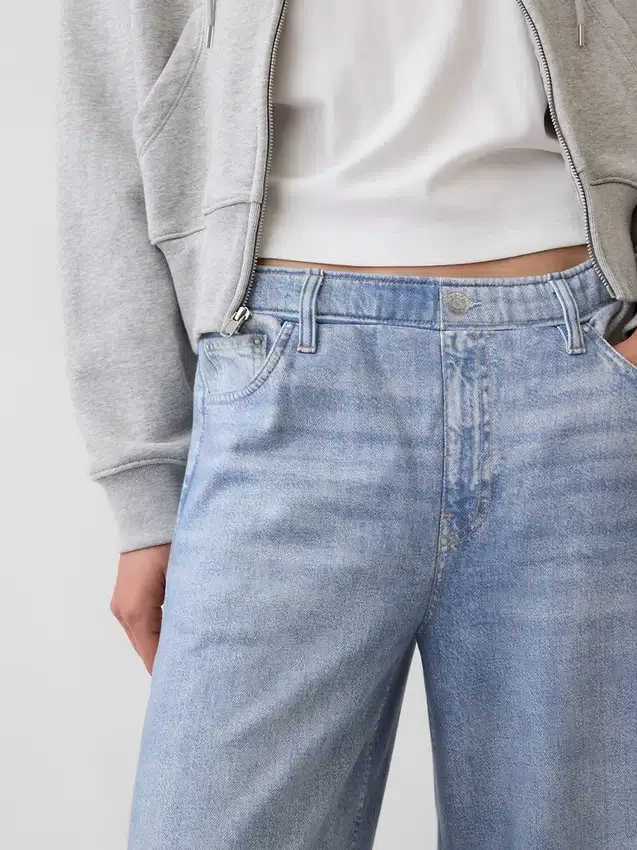 Baggy joggingbroek met print in Jeanslook