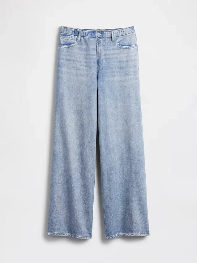 Baggy joggingbroek met print in Jeanslook