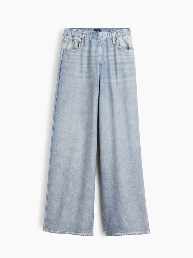 Baggy joggingbroek met print in Jeanslook