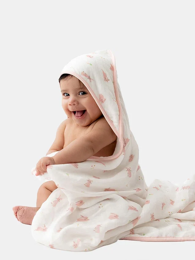 Bamboe Little Bunny-set met badhanddoek met capuchon