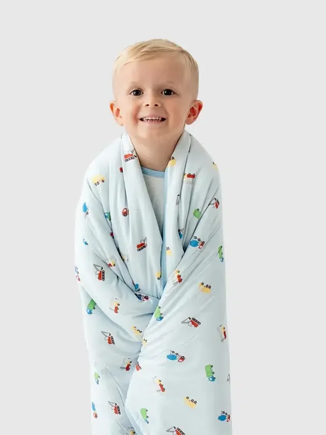 Bamboe Little Trucks-babydeken