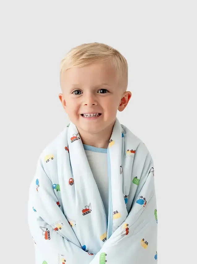 Bamboe Little Trucks-babydeken