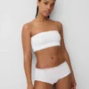 Bandeau-bralette van biologisch stretchkatoen met kanten rand