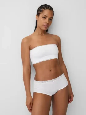 Bandeau-bralette van biologisch stretchkatoen met kanten rand