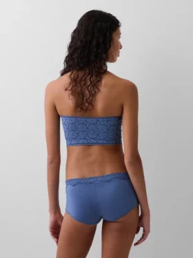 Bandeau-bralette van biologisch stretchkatoen met kanten rand