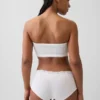 Bandeau-bralette van biologisch stretchkatoen met kanten rand