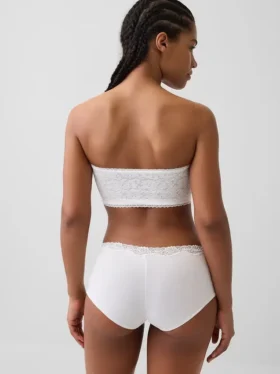 Bandeau-bralette van biologisch stretchkatoen met kanten rand
