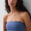 Bandeau-bralette van biologisch stretchkatoen met kanten rand