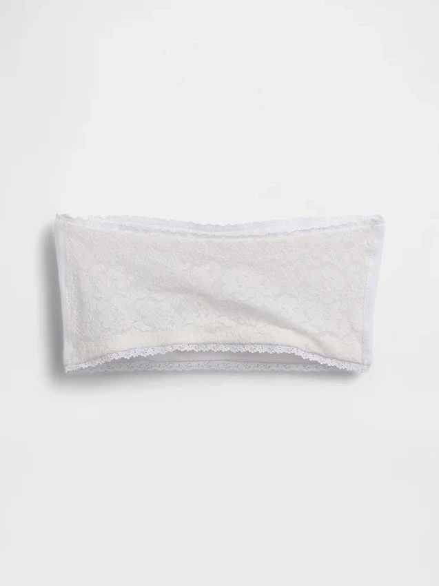 Bandeau-bralette van biologisch stretchkatoen met kanten rand