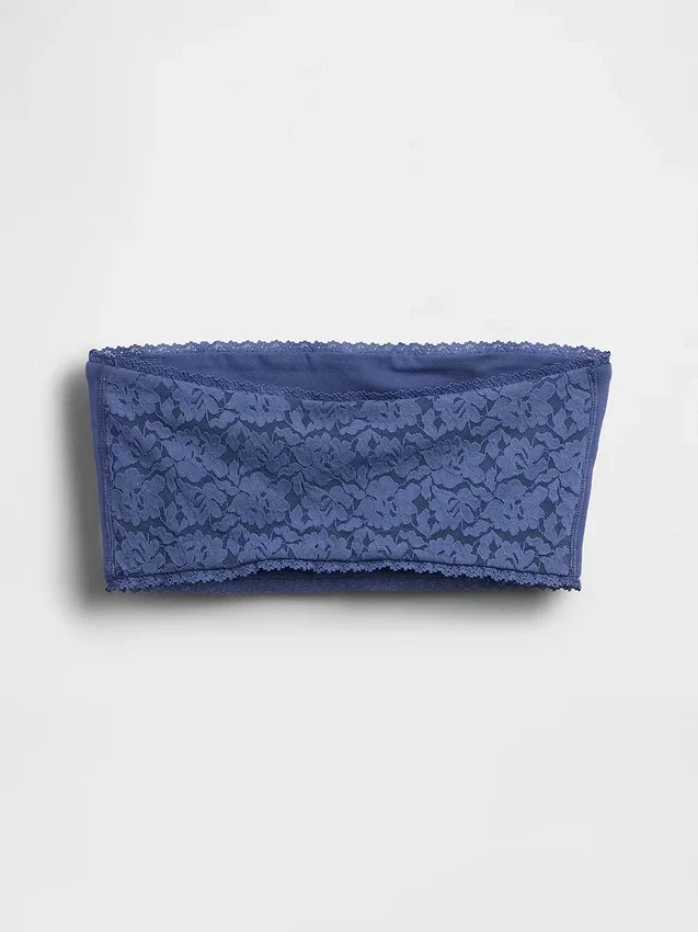 Bandeau-bralette van biologisch stretchkatoen met kanten rand