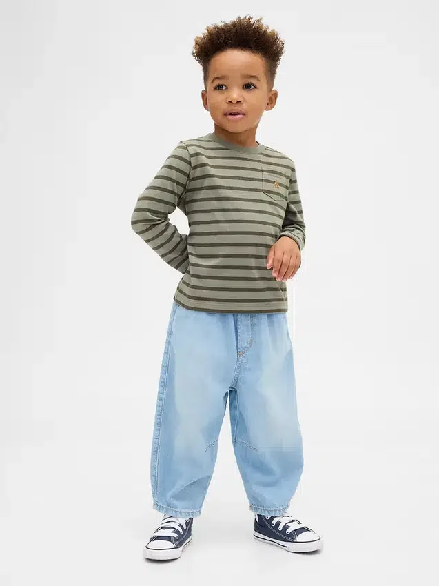 Barrel-jeans met elastische tailleband voor Baby & Peuter