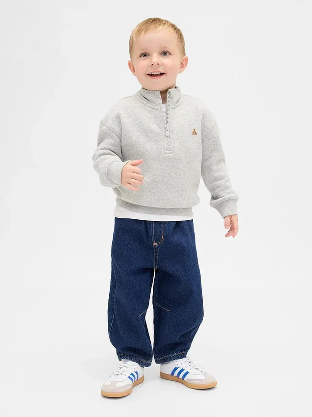 Barrel-jeans met elastische tailleband voor Baby & Peuter