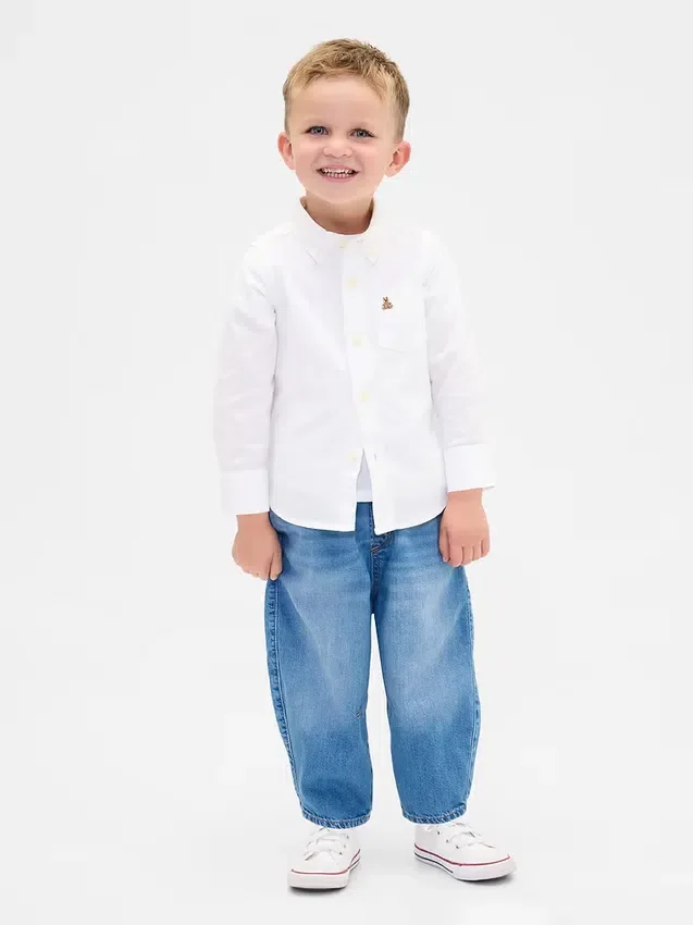 Barrel-jeans met elastische tailleband voor Baby & Peuter