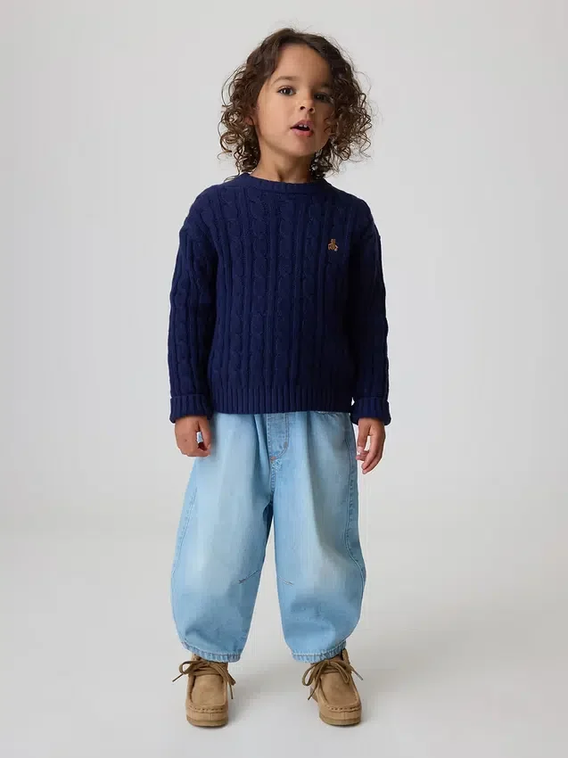 Barrel-jeans met elastische tailleband voor Baby & Peuter