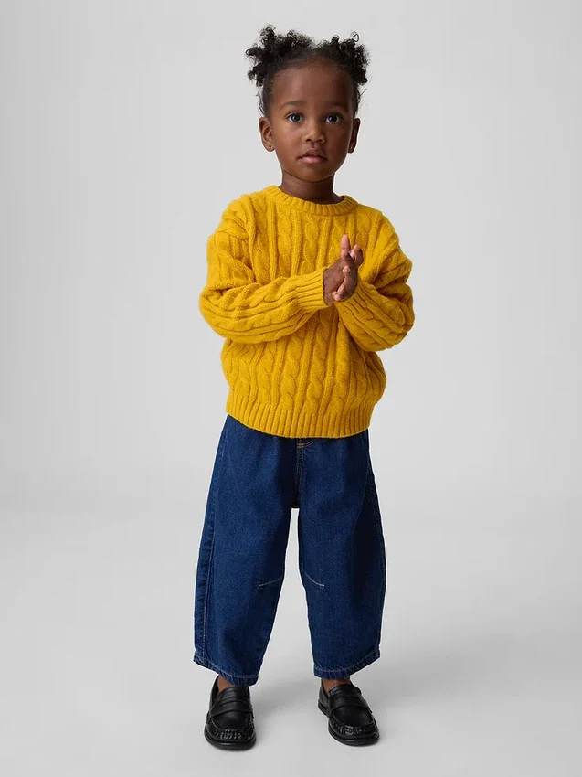 Barrel-jeans met elastische tailleband voor Baby & Peuter