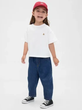 Barrel-jeans met elastische tailleband voor Baby & Peuter