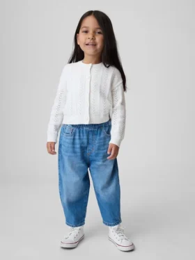 Barrel-jeans met elastische tailleband voor Baby & Peuter