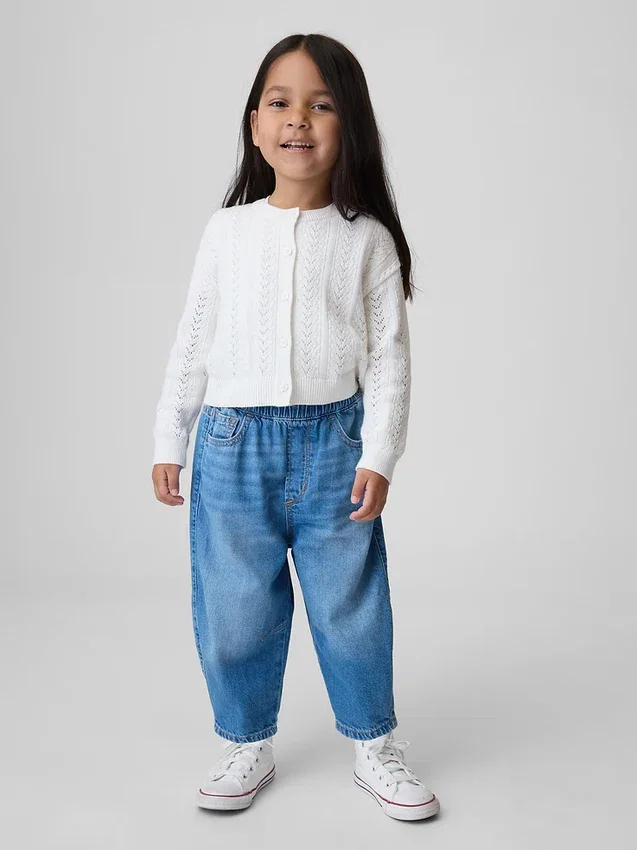 Barrel-jeans met elastische tailleband voor Baby & Peuter