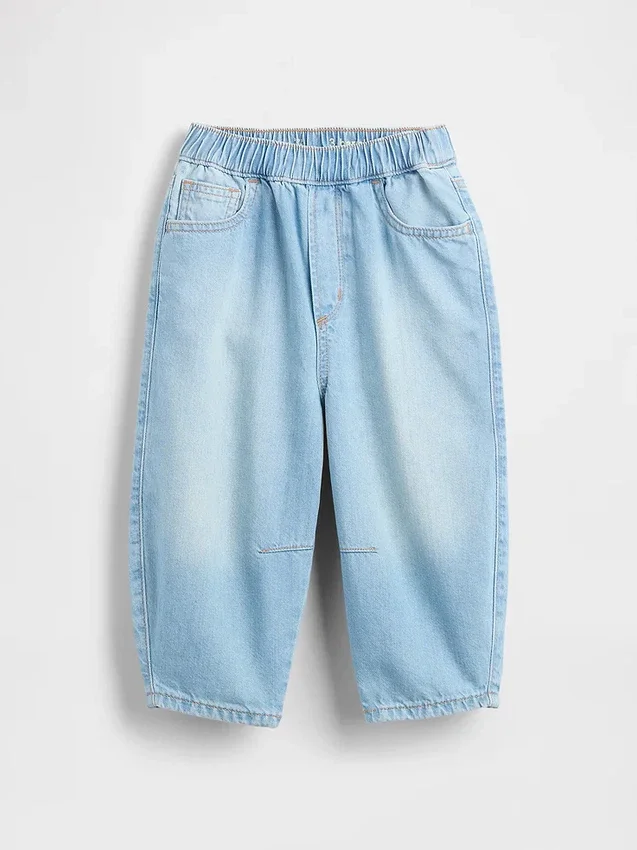Barrel-jeans met elastische tailleband voor Baby & Peuter