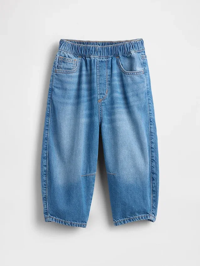 Barrel-jeans met elastische tailleband voor Baby & Peuter